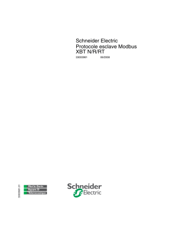 Schneider Electric XBTN/R, Protocole esclave Modbus Mode d'emploi | Fixfr