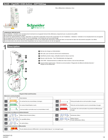 Schneider Electric Acti9 VigiARC iC60 Active Bloc différentiel, détecteur Manuel utilisateur | Fixfr