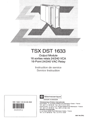 Schneider Electric TSXDST1633, Relais Manuel utilisateur | Fixfr