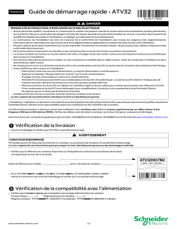 Schneider Electric ATV32 Guide de démarrage rapide | Fixfr