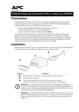 Schneider Electric APC Dry Contact I/O Accessory (AP9810) Mode d'emploi