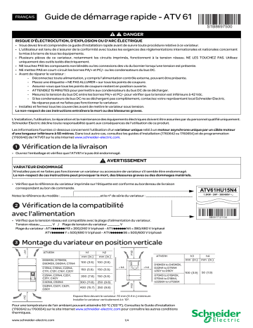 Schneider Electric ATV61 Guide de démarrage rapide | Fixfr