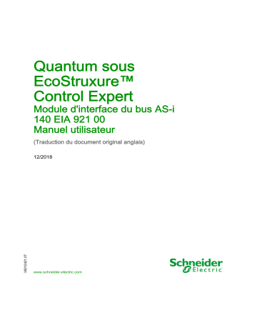 Schneider Electric Quantum sous EcoStruxure™ Control Expert - 140EIA92100 Module d’interface du bus AS-i Mode d'emploi | Fixfr