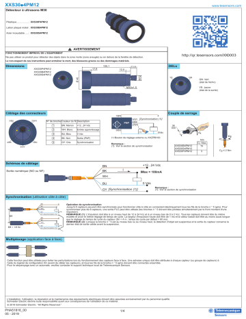 Schneider Electric XXS30.4PM12 Capteur numérique à ultrasons M30 Manuel utilisateur | Fixfr