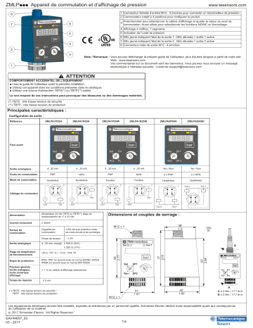 Schneider Electric ZMLP... Appareil de commutation et d’affichage de pression Manuel utilisateur | Fixfr