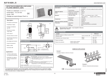 Schneider Electric XUYB929LS Polarised retroreflex miniature sensor (Laser emission) Manuel utilisateur | Fixfr