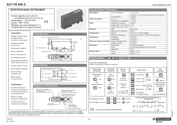 Schneider Electric XUYPA946S Diffuse reflection axial sensor Manuel utilisateur | Fixfr