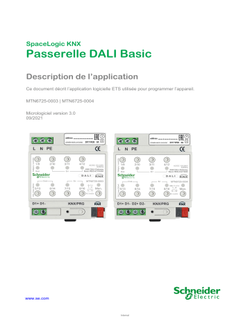 Schneider Electric SpaceLogic KNX- Passerelle de base DALI REG-K/x/16/64 Manuel utilisateur | Fixfr