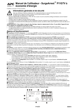 Schneider Electric Performance SurgeArrest Power-Saving P11GTV Mode d'emploi