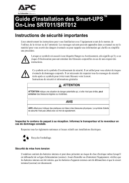 Schneider Electric Smart-UPS On-Line SRT011/SRT012 Mode d'emploi