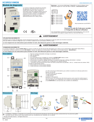Schneider Electric XCSRD210MDB Module de diagnostic Guide de démarrage rapide | Fixfr