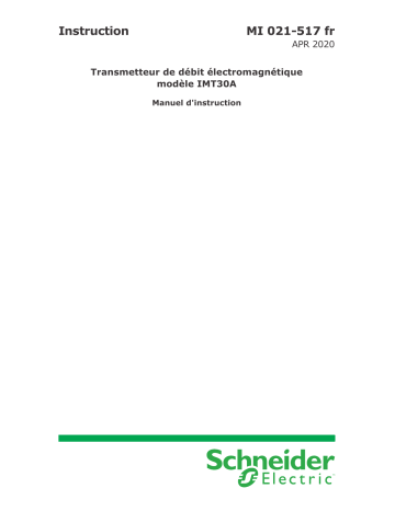 Schneider Electric Convertisseur de mesure pour débitmètre électromagnétique modèle IMT30A Manuel utilisateur | Fixfr