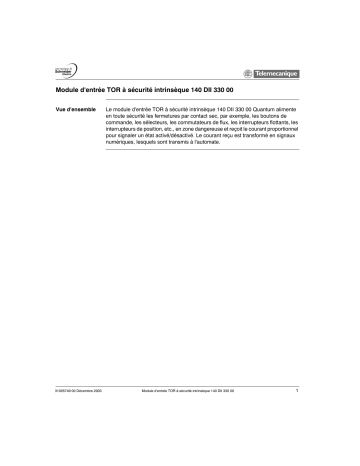 Schneider Electric 140DII33000 Module Manuel utilisateur | Fixfr