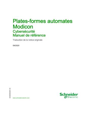Schneider Electric Plates-formes automate Modicon - Cybersécurité Manuel utilisateur | Fixfr