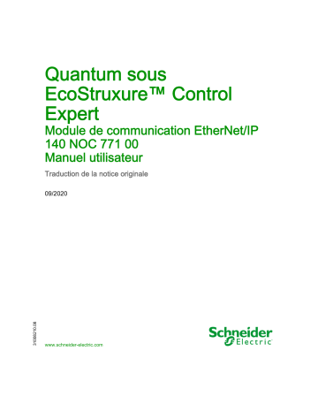 Schneider Electric Quantum sous EcoStruxure™ Control Expert - 140NOC77100 Module de communication EtherNet/IP Mode d'emploi | Fixfr