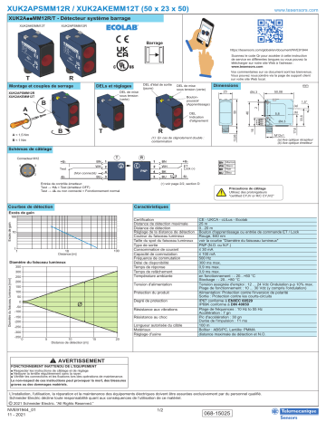 Schneider Electric XUK2APSMM12R / XUK2AKEMM12T Détecteur système barrage Manuel utilisateur | Fixfr