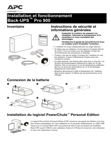 Schneider Electric Onduleur Back-UPS Pro BR900GI Mode d'emploi | Fixfr
