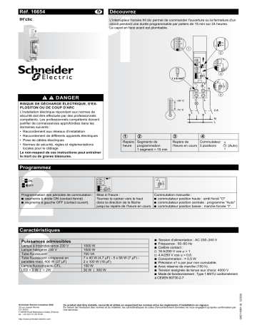 Schneider Electric Acti 9- IH'clic Interrupteur horaire mécanique Mode d'emploi | Fixfr