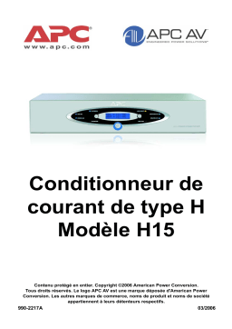 Schneider Electric H Type AV Power Conditioners 120 V Mode d'emploi
