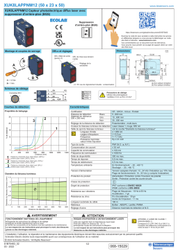 Schneider Electric XUK8LAPPNM12 Capteur photoélectrique diffus laser avec suppression Manuel utilisateur