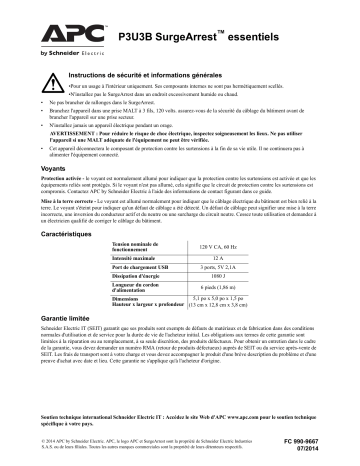Schneider Electric SurgeArrest Essential Mode d'emploi | Fixfr