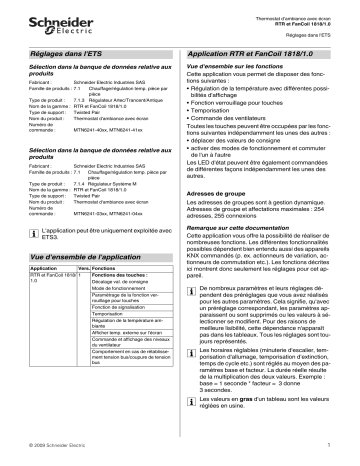 Thermostat | Schneider Electric KNX - Unité de contrôle de température ambiante avec écran - ETS Manuel utilisateur | Fixfr