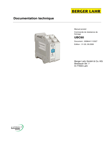 Universal Braking Resistor UBC 60 | Schneider Electric UBC60 BL-FR Mode d'emploi | Fixfr