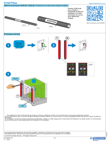 Schneider Electric XUSZTR.. Bâtons de test pour XUSL2E / XUSL4E et XUSL4M Manuel utilisateur | Fixfr