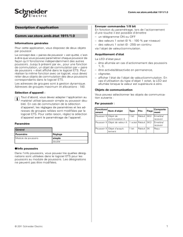 Module à poussoir EIB, simple | Module à poussoirs EIB, double | KNX - Module à poussoir, simple - ETS | Schneider Electric KNX - Module à poussoirs, double - ETS Manuel utilisateur | Fixfr