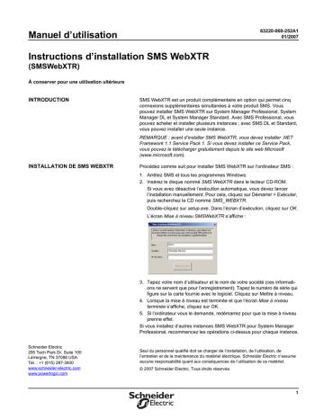 Schneider Electric SMS 4.0 Mode d'emploi | Fixfr