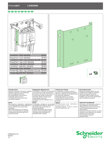 Schneider Electric M.plate V. fix. NS-INS630 tog. W250 Manuel utilisateur | Fixfr