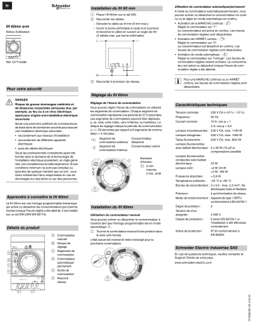 Schneider Electric Acti 9- IH 60 mn SRM Interrupteur horaire mécanique Mode d'emploi | Fixfr
