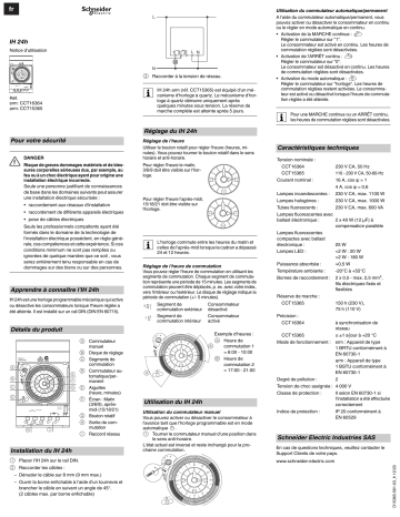 Schneider Electric Acti 9- IH 24h Interrupteur horaire mécanique Mode d'emploi | Fixfr
