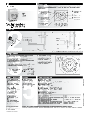 Schneider Electric Acti 9- IH Interrupteur horaire mécanique 24H-2C ARM Mode d'emploi | Fixfr