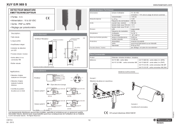 Schneider Electric XUYE989S, XUYR989S Miniature sensor in throughbeam mode Manuel utilisateur | Fixfr