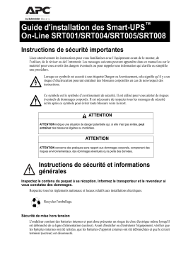 Schneider Electric Smart-UPS On-Line SRT001/SRT004/SRT005/SRT008 Mode d'emploi