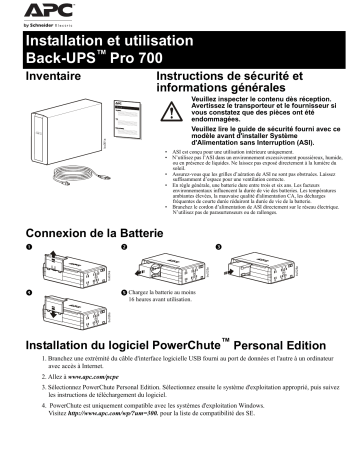 Schneider Electric Back-UPS Pro BR700G Mode d'emploi | Fixfr