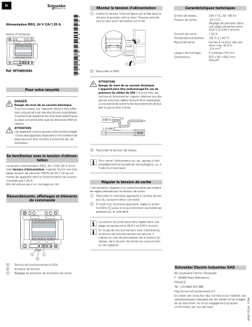 Schneider Electric Power supply REG, DC 24 V/1,25 A Mode d'emploi | Fixfr