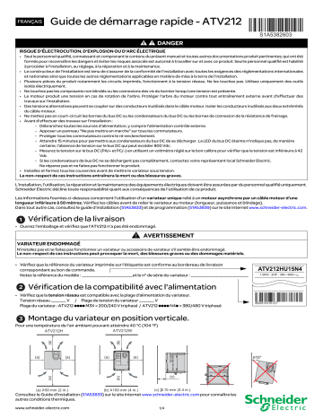 Schneider Electric ATV212 Guide de démarrage rapide | Fixfr