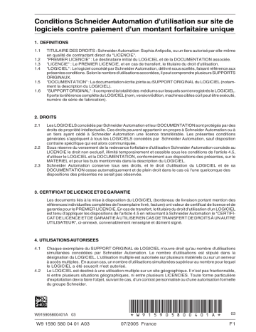 Schneider Electric Logiciels, Conditions Manuel utilisateur | Fixfr