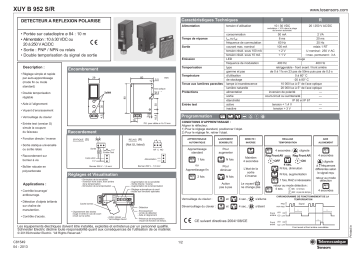 Schneider Electric XUYB952S, XUYB952R Retro-reflex polarised sensor Manuel utilisateur | Fixfr