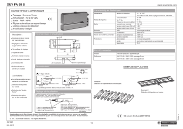 Schneider Electric XUYFA98S Teach-in fork sensor Manuel utilisateur | Fixfr