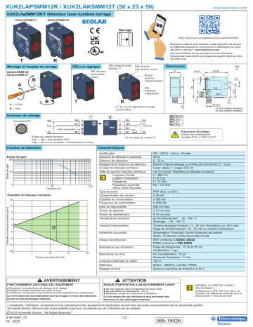 Schneider Electric XUK2LAPSMM12R / XUK2LAKSMM12T Détecteur laser système barrage Manuel utilisateur | Fixfr