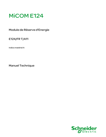 Schneider Electric MiCOM E124 Mode d'emploi | Fixfr