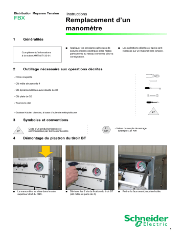 Schneider Electric FBX - Remplacement d’un manomètre Mode d'emploi | Fixfr