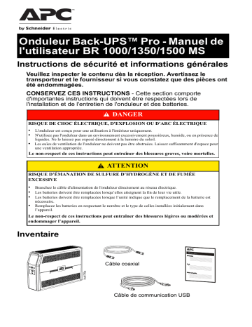 Schneider Electric Back-UPS Pro BR 1000/1350/1500 MS Mode d'emploi | Fixfr