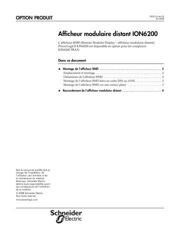 Schneider Electric PowerLogic Afficheur modulaire distant ION6200 - FR Mode d'emploi | Fixfr