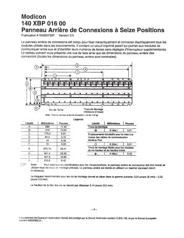 Schneider Electric 140XBP01600, Panneau Arrière de Connexions à Seize Positions Manuel utilisateur | Fixfr