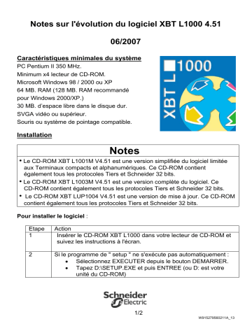 Schneider Electric XBTL1000 Manuel utilisateur | Fixfr