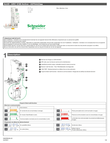 Schneider Electric Acti9 ARC iC60 Active Bloc détecteur Manuel utilisateur | Fixfr